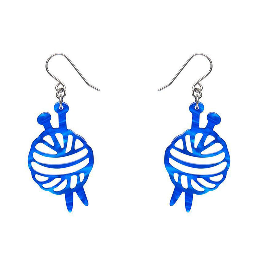 Ball Of Yarn Ripple Drop Earrings - Blue (3 Pack) by Erstwilder image