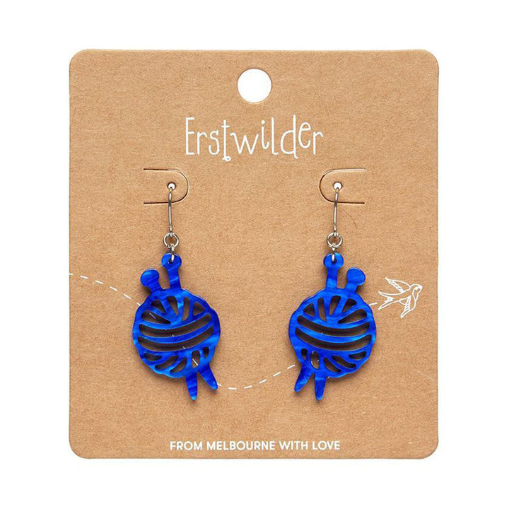 Ball Of Yarn Ripple Drop Earrings - Blue (3 Pack) by Erstwilder image 1