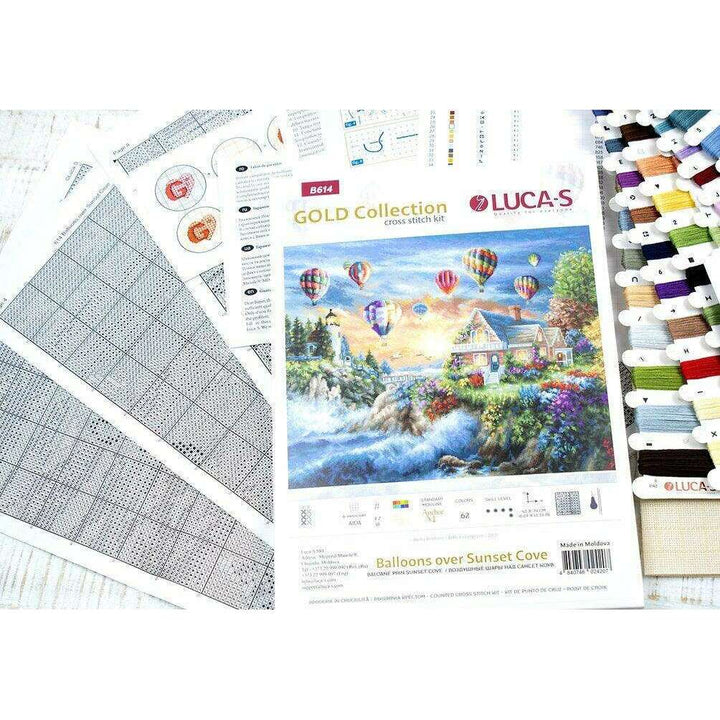 Balloons over Sunset Cove B614L Counted Cross-Stitch Kit