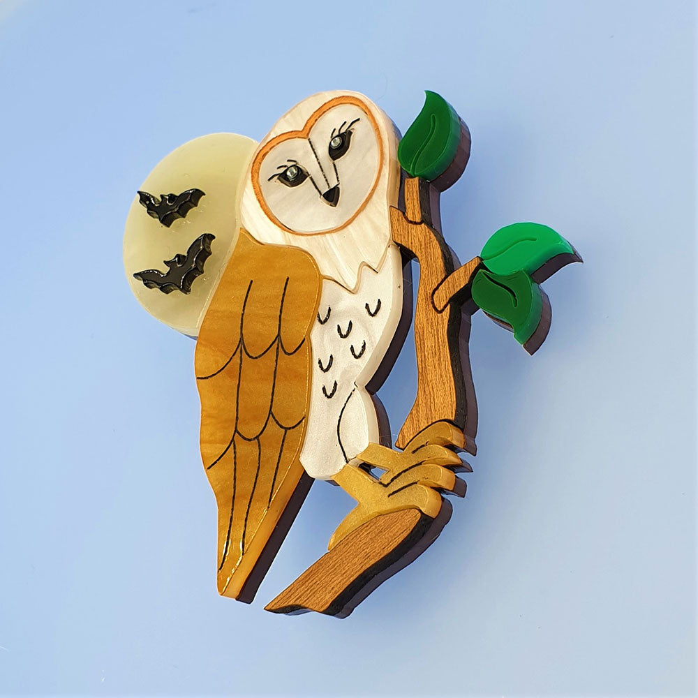 Barn Owl Brooch by Cherryloco Jewellery 2
