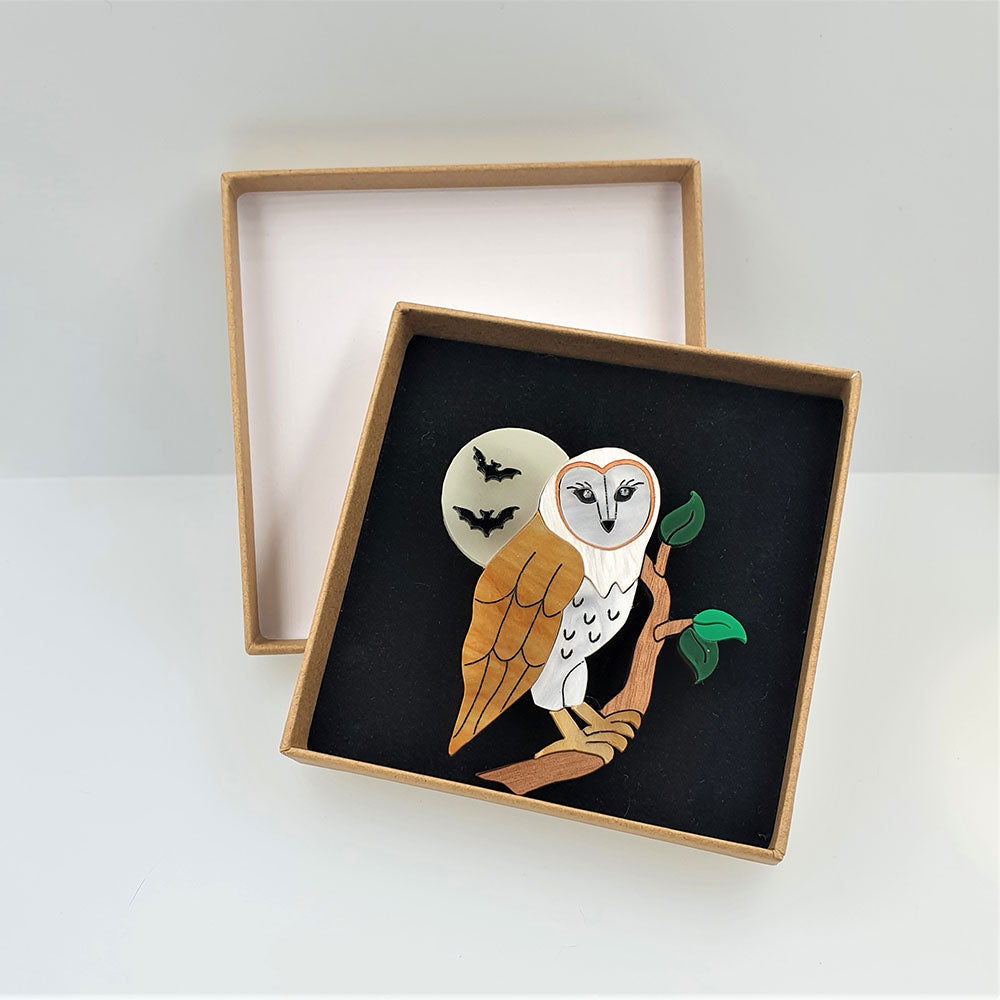 Barn Owl Brooch by Cherryloco Jewellery 3