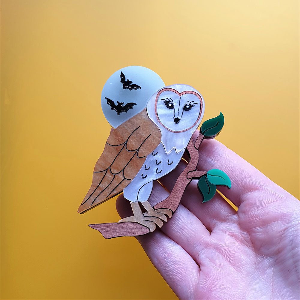 Barn Owl Brooch by Cherryloco Jewellery 7