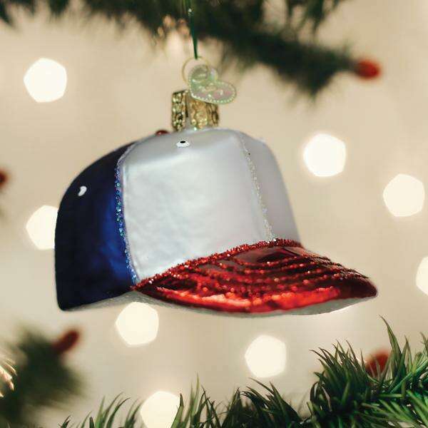 Old World Christmas Baseball Cap Blown Glass Ornament