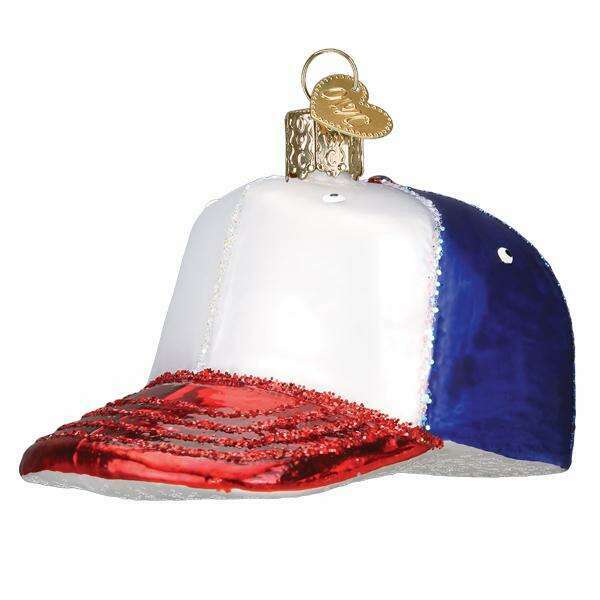 Old World Christmas Baseball Cap Blown Glass Ornament