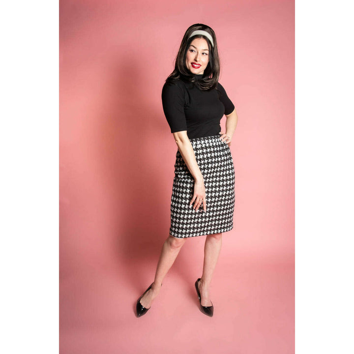 Basic Pencil Skirt- Houndstooth