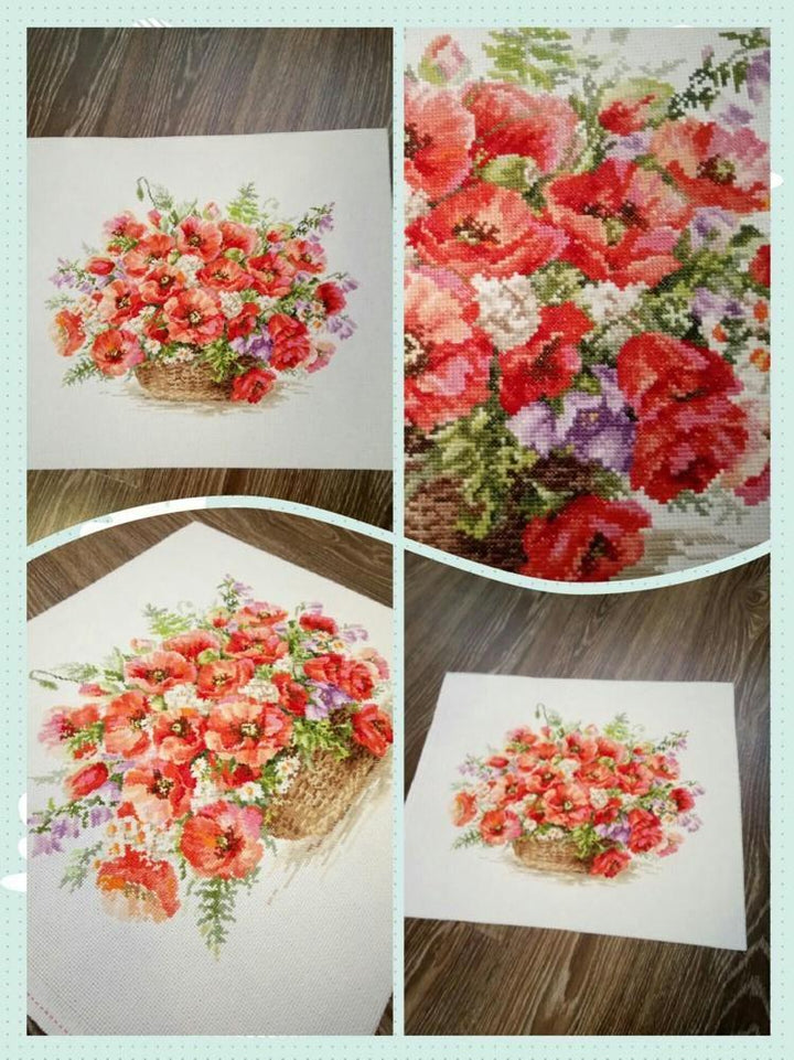 Basket of Poppies 2-28 Counted Cross-Stitch Kit