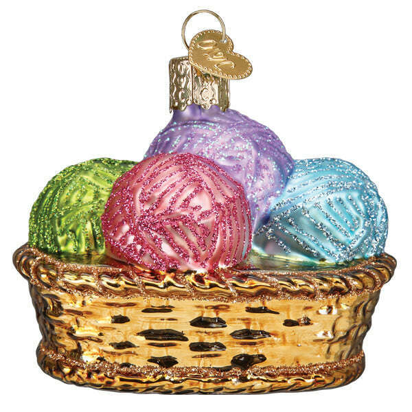 Old World Christmas Basket of Yarn Blown Glass Ornament