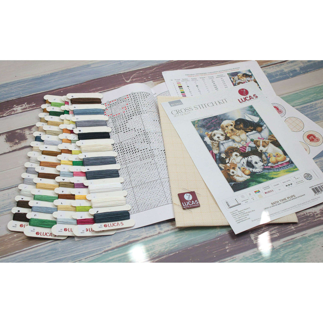 Bath Time Pups BU5025L Counted Cross-Stitch Kit