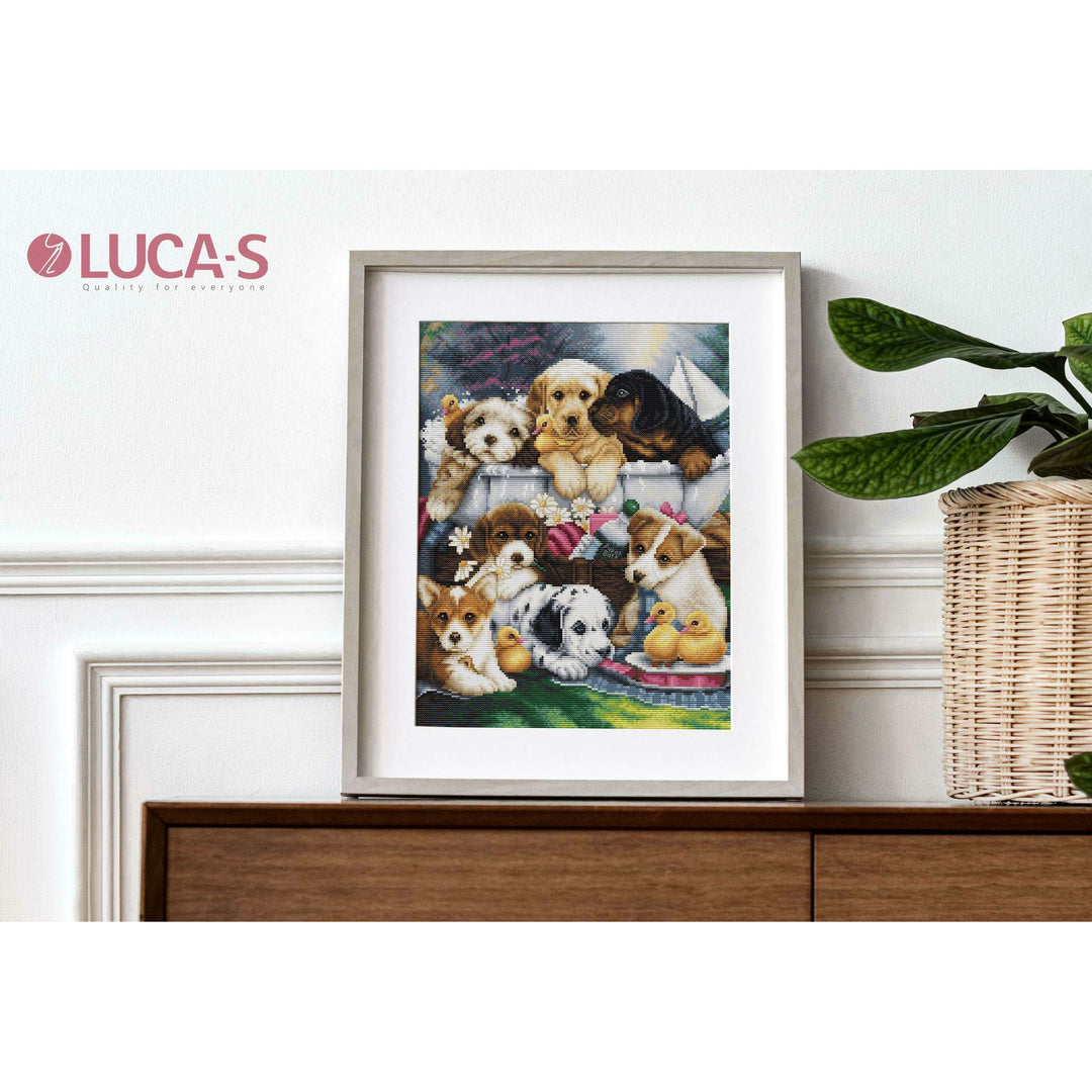 Bath Time Pups BU5025L Counted Cross-Stitch Kit