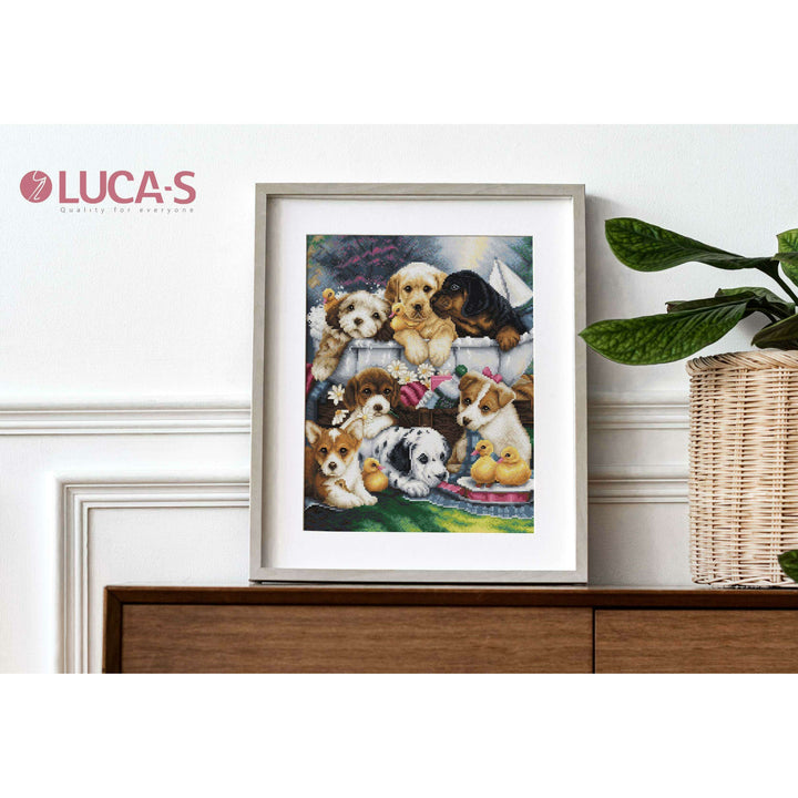 Bath Time Pups BU5025L Counted Cross-Stitch Kit