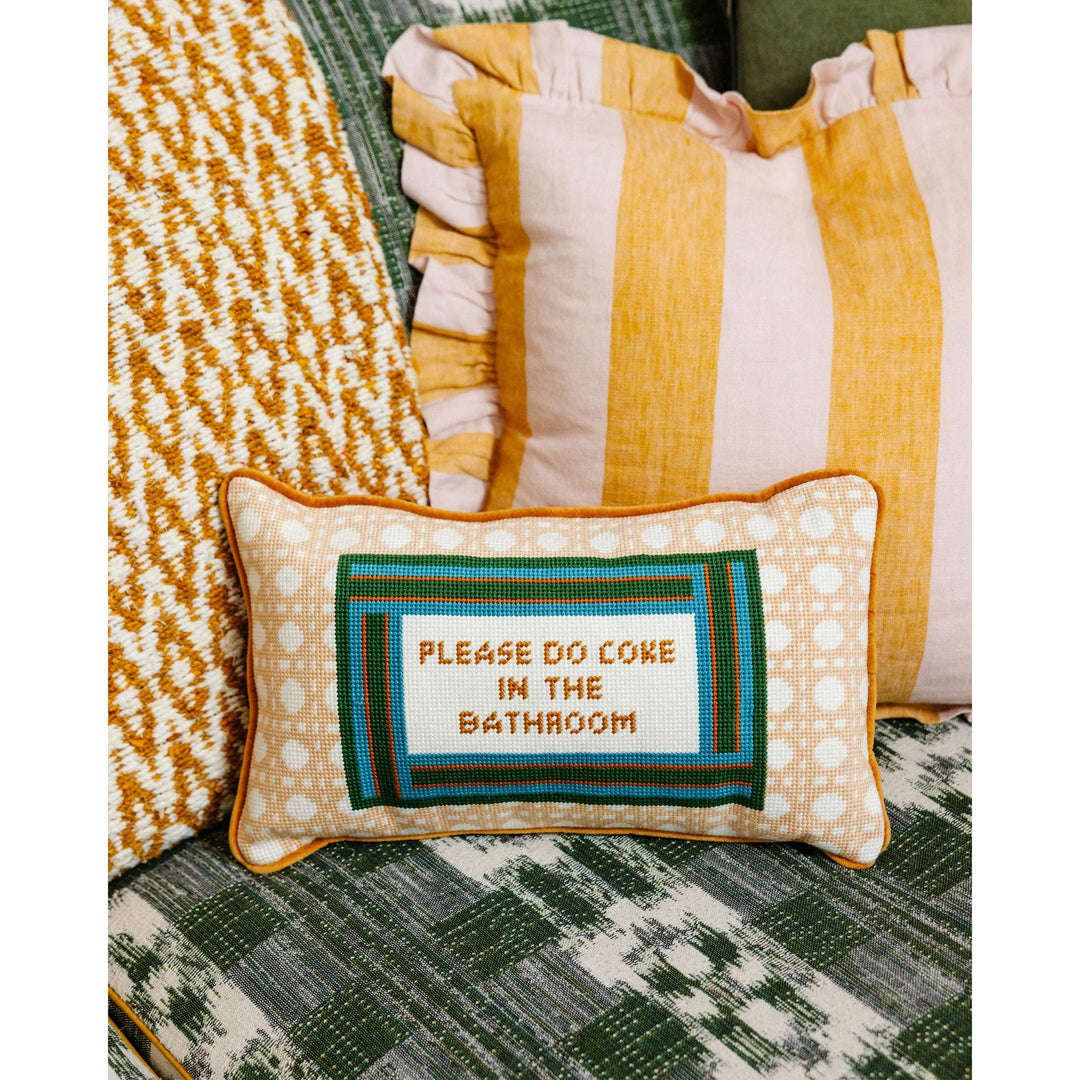 Bathroom Etiquette Needlepoint Pillow