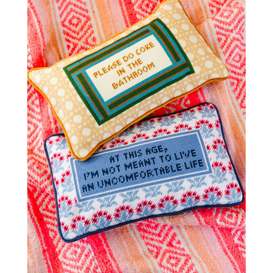 Bathroom Etiquette Needlepoint Pillow