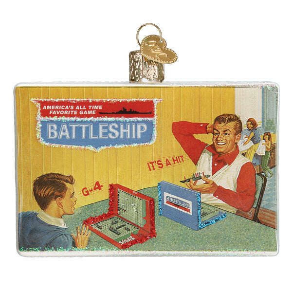 Old World Christmas Battleship Blown Glass Ornament