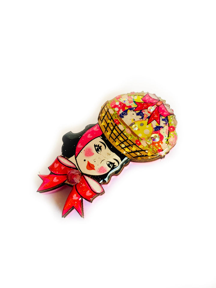 Harriet and her Easter Bonnet Brooch