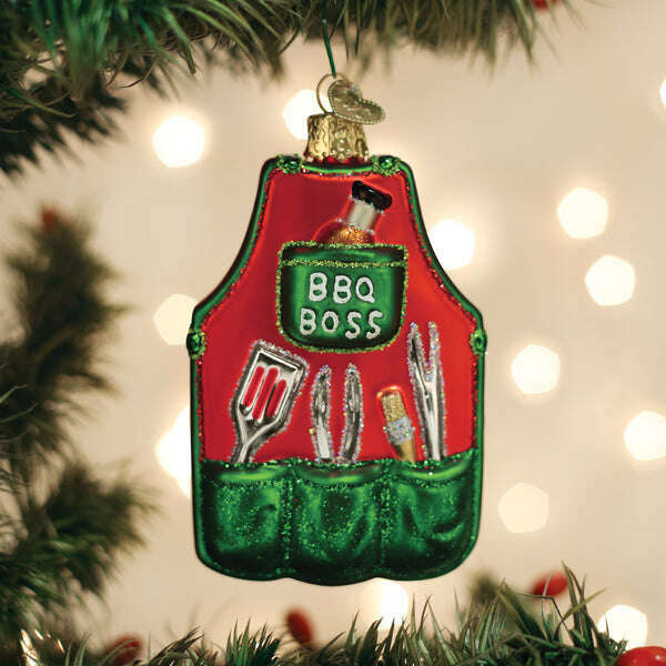 Old World Christmas BBQ Apron Blown Glass Ornament