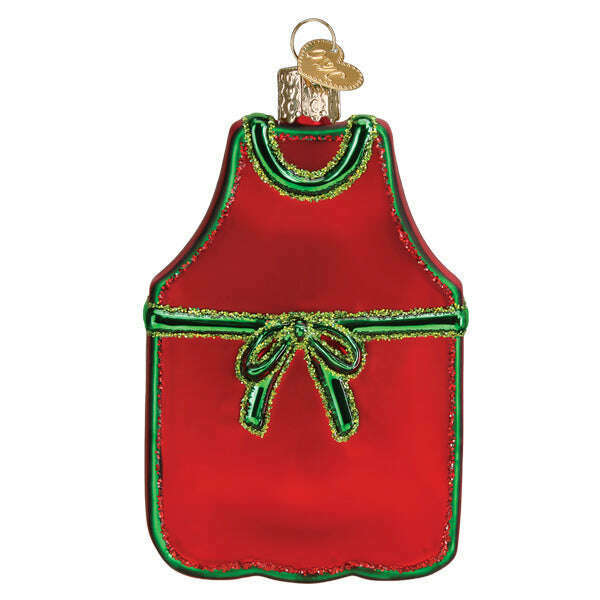 Old World Christmas BBQ Apron Blown Glass Ornament
