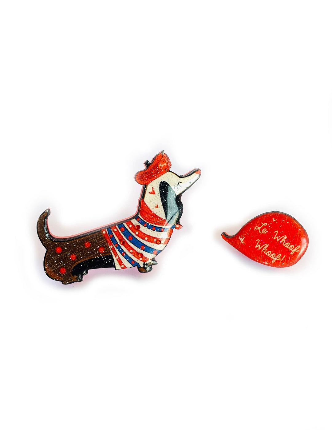 Bonjour Pierre French Dog Brooch by Rosie Rose Parker
