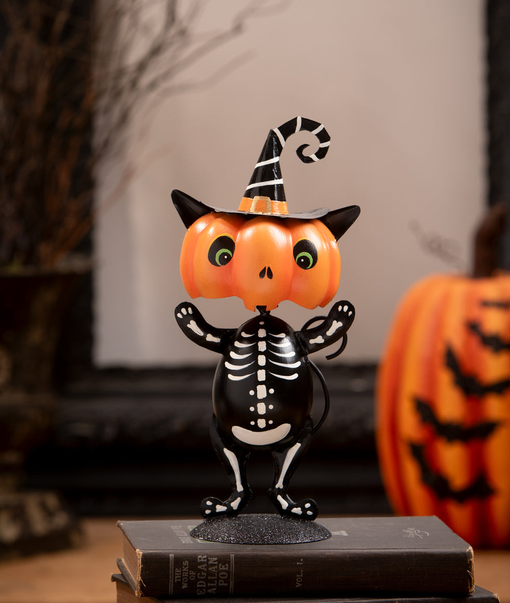 Punkin Head Skelly Cat by Bethany Lowe Designs, image 2