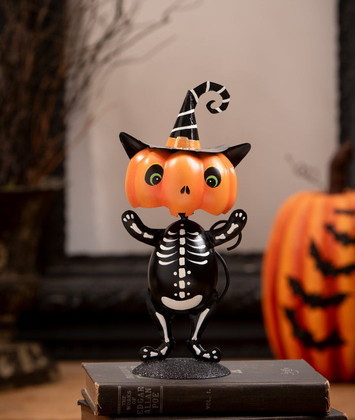 Punkin Head Skelly Cat by Bethany Lowe Designs, image 2