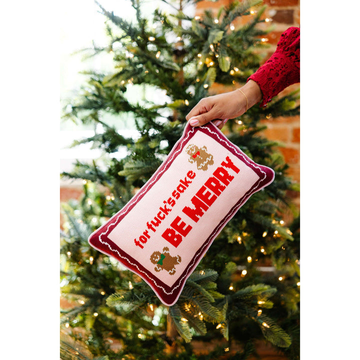 Be Merry Needlepoint Pillow