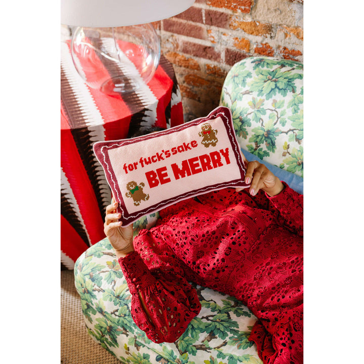 Be Merry Needlepoint Pillow