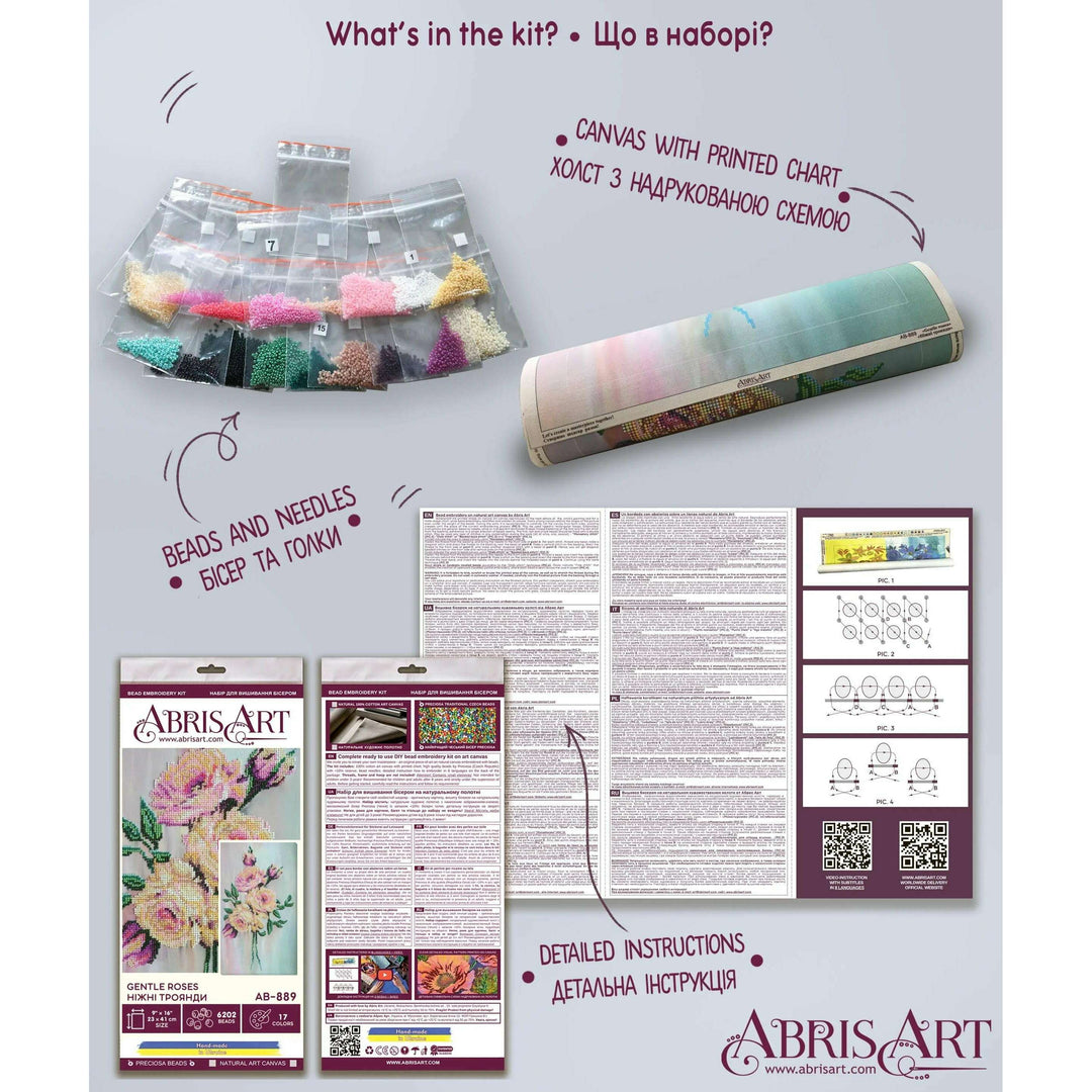 Bead Embroidery Kit - Gentle roses
