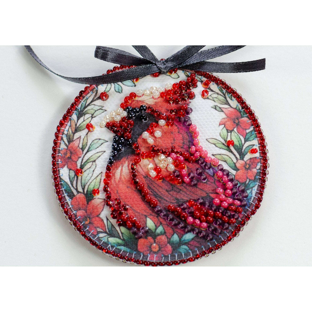 Bead Embroidery Kit Decoration - Red cardinal ABT-035