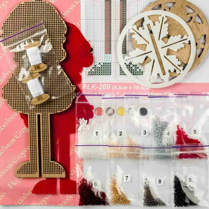 Bead embroidery kit on wood FLK-209