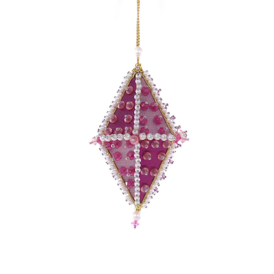 Retro Beaded And Sequined Diamond Ornament