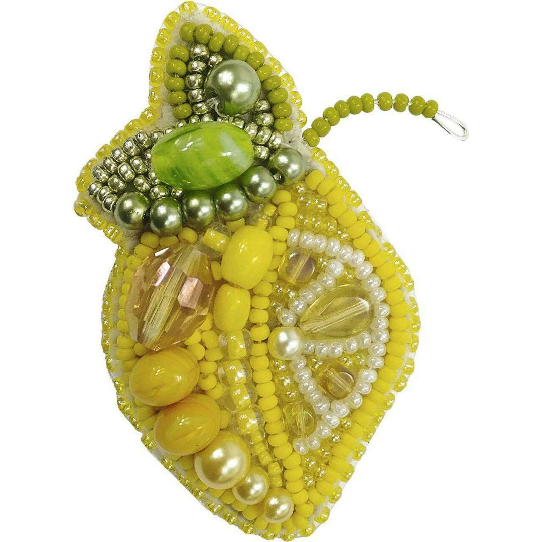Beadwork kit for creating brooch Crystal Art Lemon BP-240C