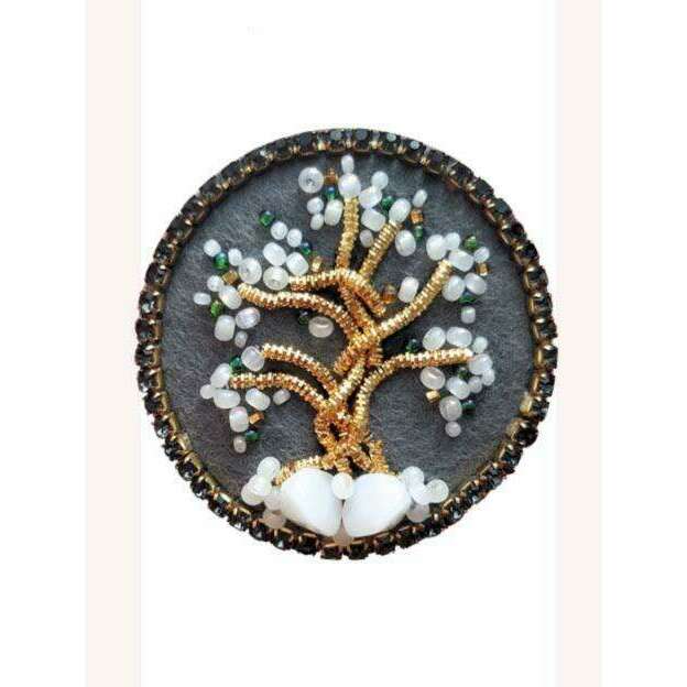 Beadwork kit for creating brooch Crystal Art Tree of happiness BP-371C