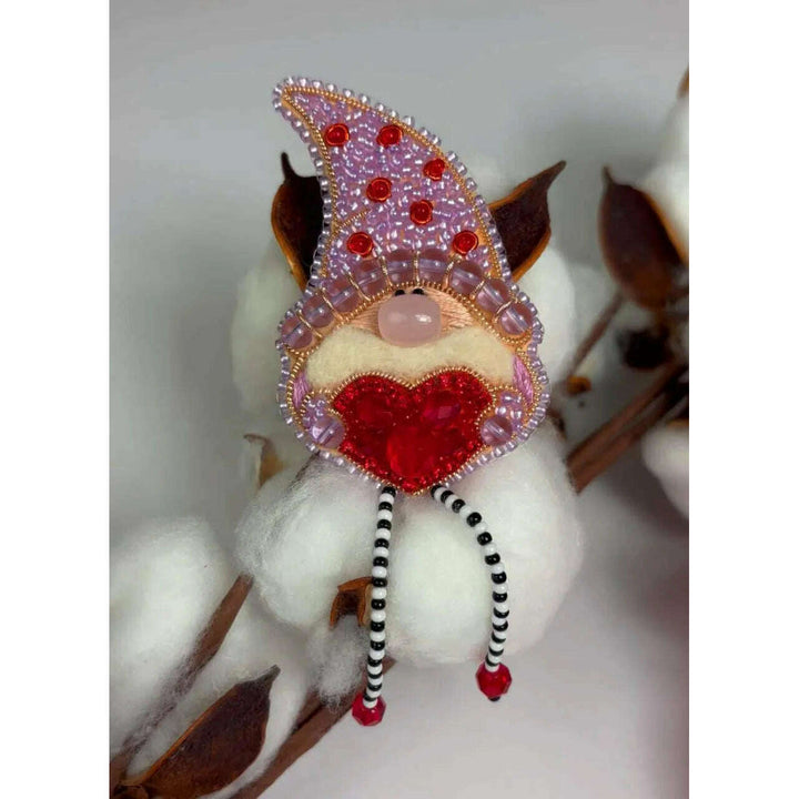 Beadwork kit for creating brooch Crystal Art "Valentine" BP-356C
