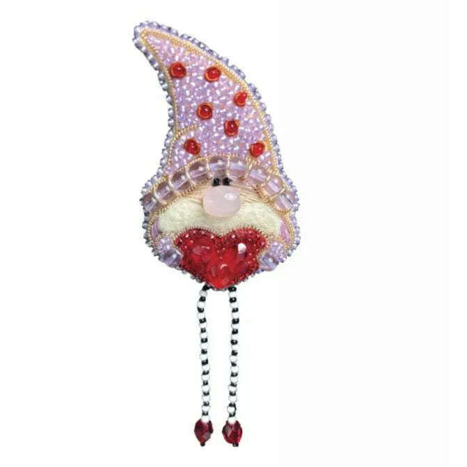 Beadwork kit for creating brooch Crystal Art "Valentine" BP-356C