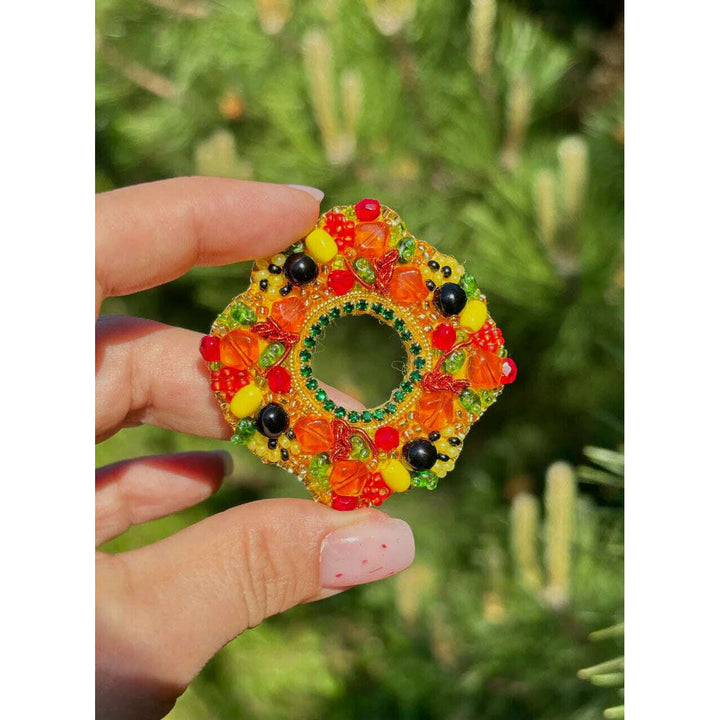 Beadwork Kit for making brooch Crystal Art Autumn Flower BP-368C