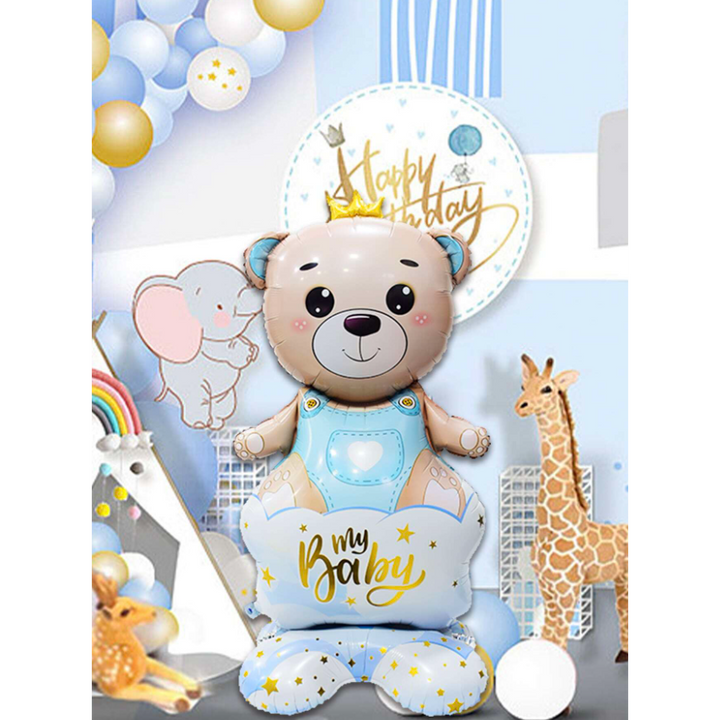 Bear with a Crown Boy. Standing Foil Balloon Decoration F07M1-2