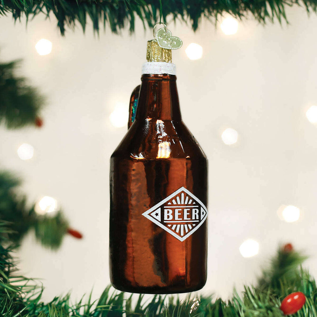 Old World Christmas Beer Growler Blown Glass Ornament