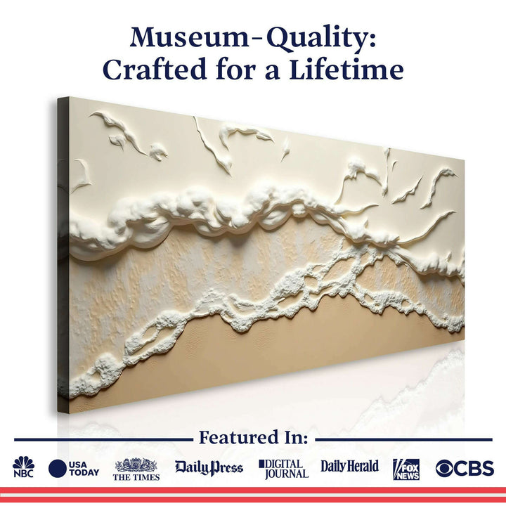Beige Abstract Ocean Waves Wall Art