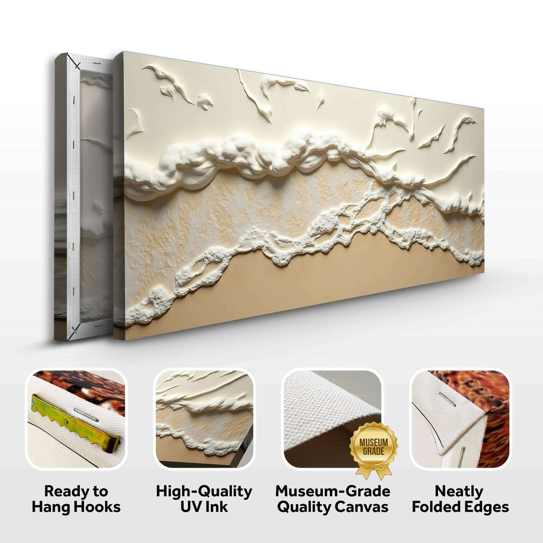 Beige Abstract Ocean Waves Wall Art