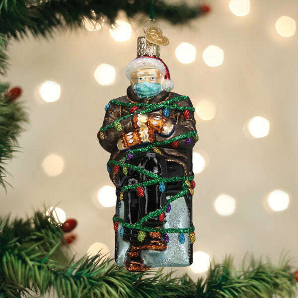 Old World Christmas Bernie Sanders Mitten Meme Blown Glass Ornament
