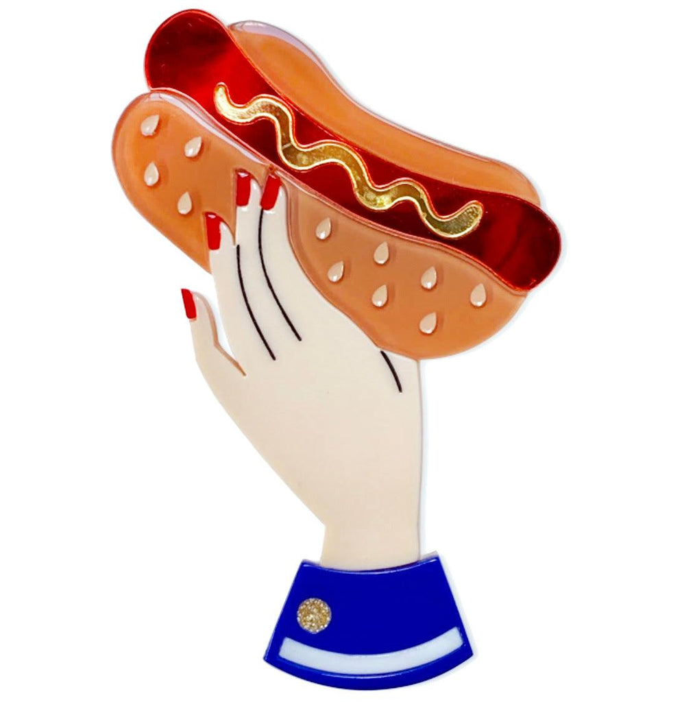 Bessie's Special Hotdog Brooch by Lipstick & Chrome - Quirks!