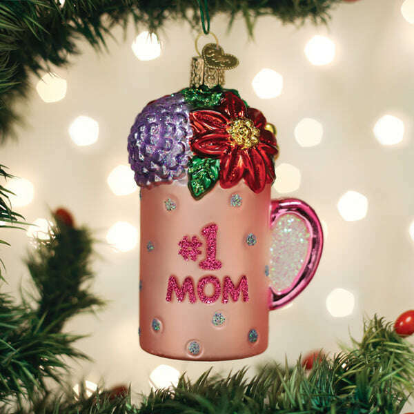 Old World Christmas Best Mom Mug Blown Glass Ornament
