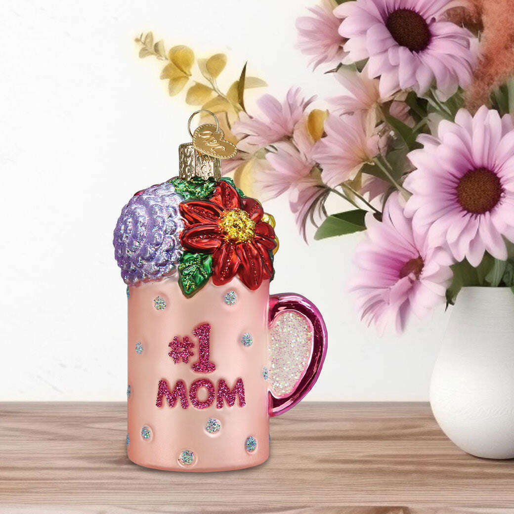 Old World Christmas Best Mom Mug Blown Glass Ornament