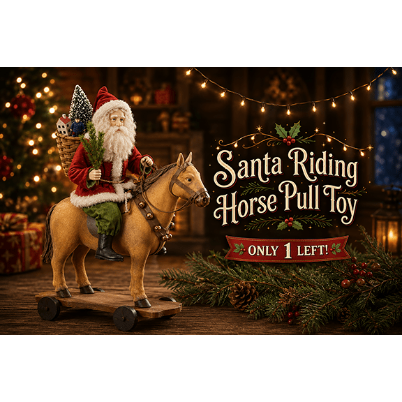 Santa Riding Horse Pull Toy by Bethany Lowe – view 5