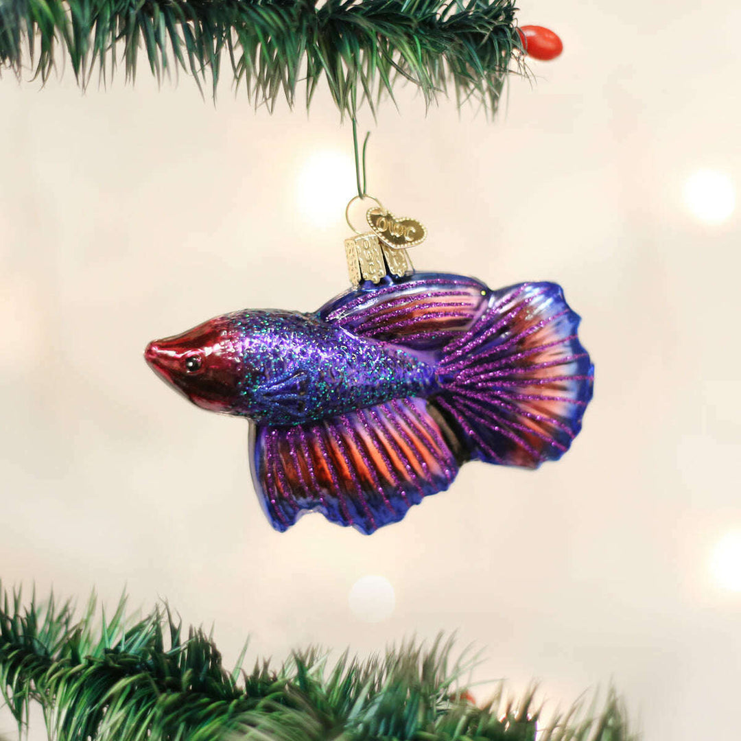 Old World Christmas Betta Fish Blown Glass Ornament