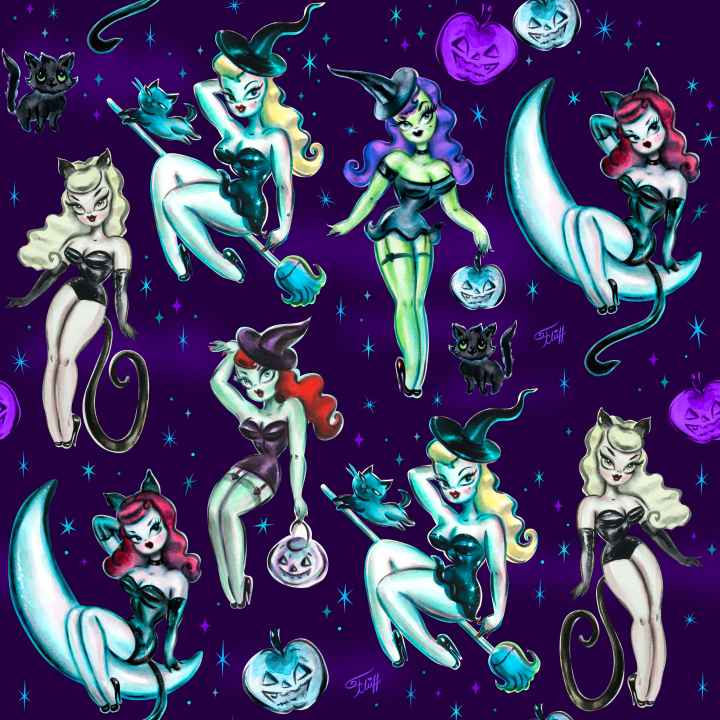 "Vintage Witches" Dark Leggings by Miss Fluff x Lipstick & Chrome