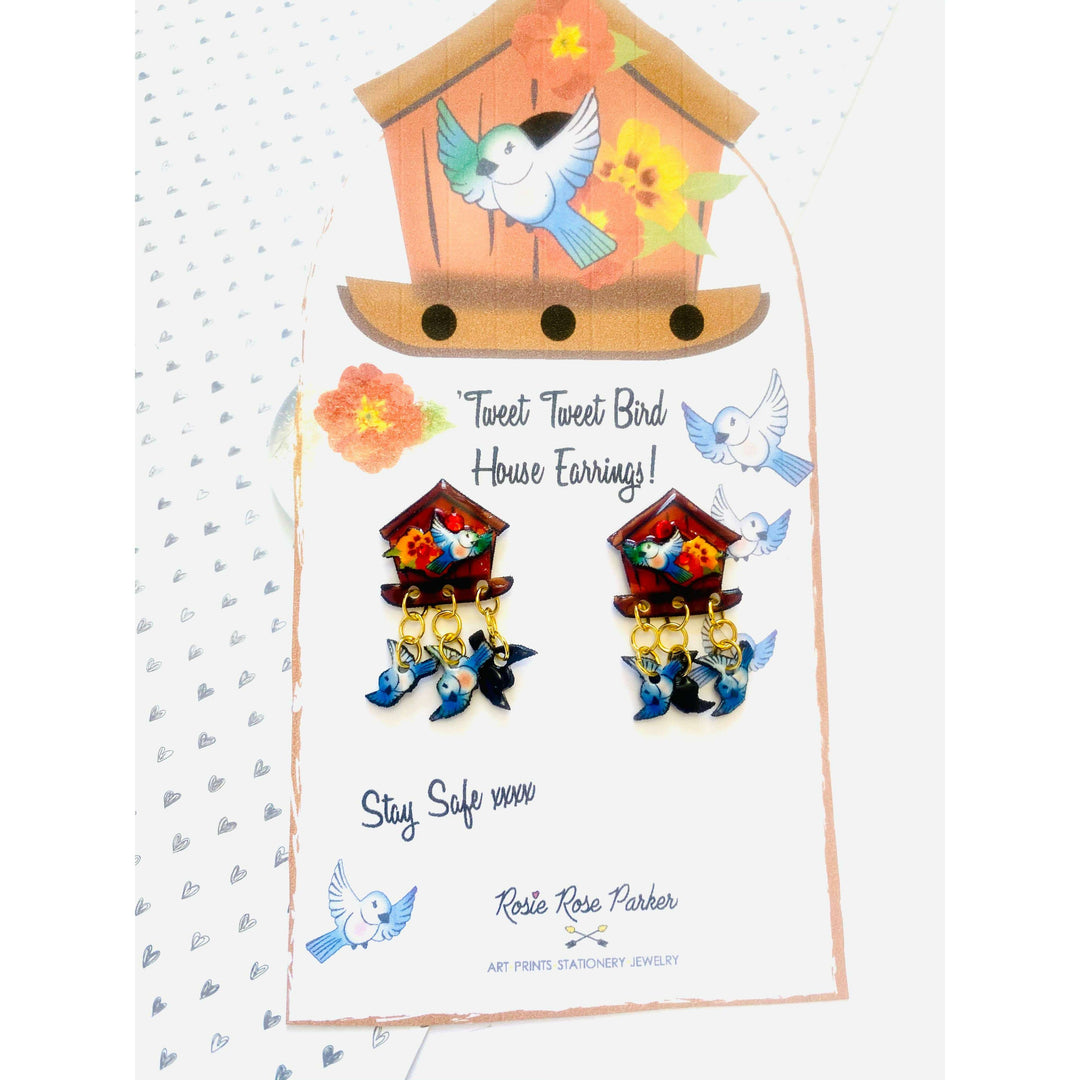 Bird House Earrings by Rosie Rose Parker