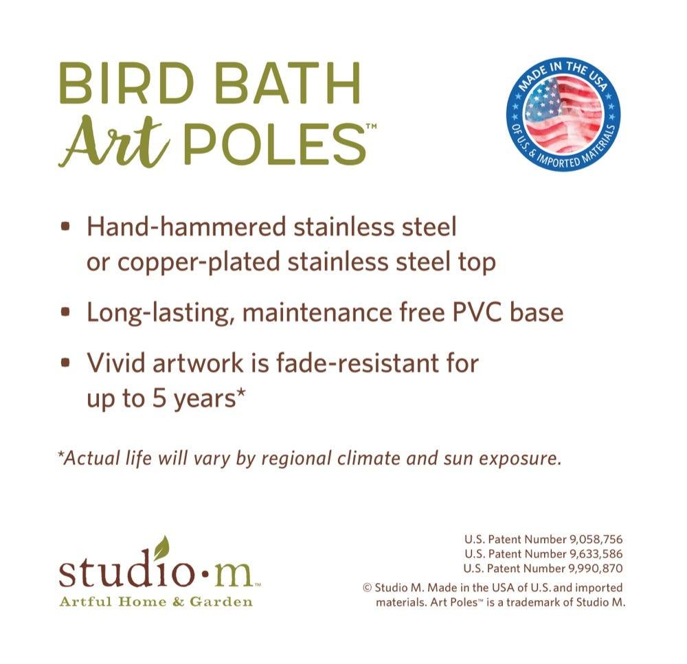 Bird Tweets Bird Bath Art Pole w/ Copper Topper - Quirks!