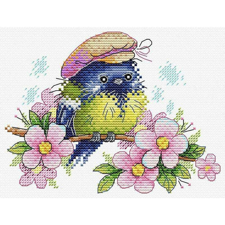 Bird with Flowers M-553 / SM-553 Counted Cross-Stitch Kit