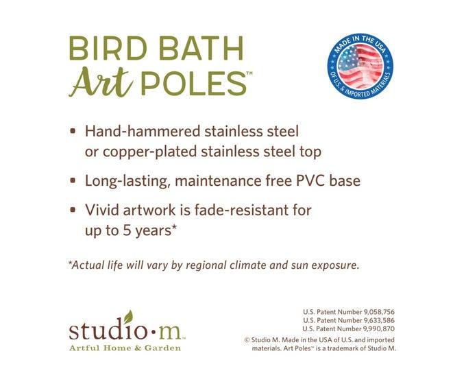 Birds & Bees Bird Bath Art Pole w/ Stainless Steel Topper - Quirks!