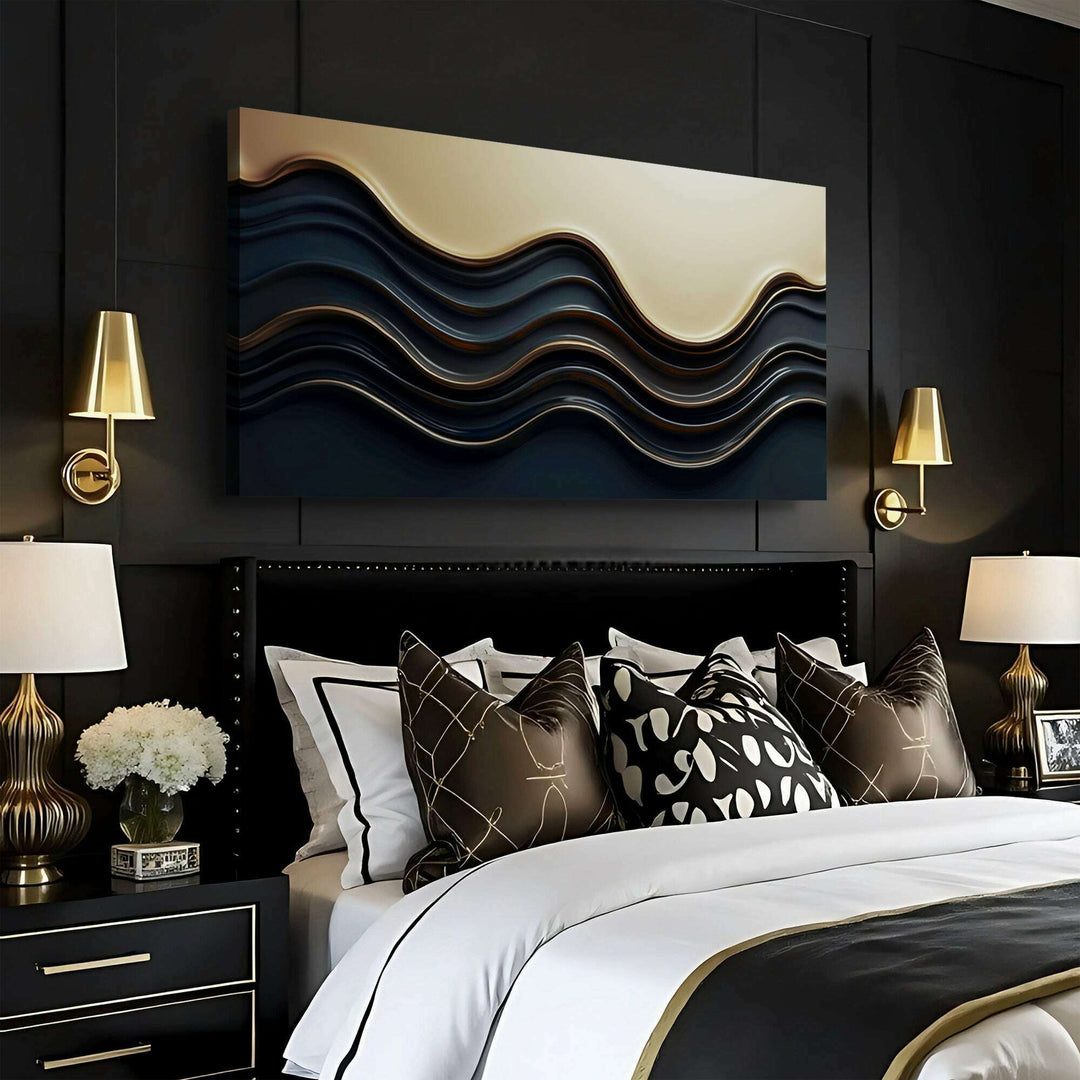 Black and Gold Minimalist Abstract Wall Art III